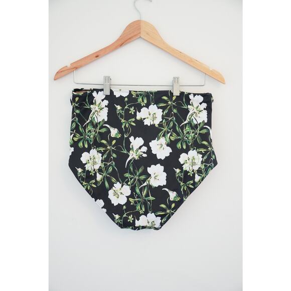 Kortni Jeane Black Floral High Waisted Bikini Bottoms Size Medium - Picture 2 of 4